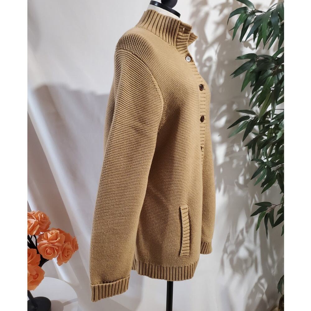 Lands End Womens Thick Knit Button Cardigan Sweater Size 2X Tan Neutral Cotton - Picture 4 of 10